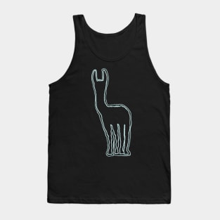 Paleolothic Style Tribal Llama Pattern Midtone Beige and Aqua Blue Tank Top